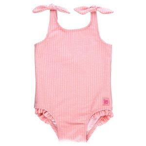 New RuffleButts Girls Seersucker Tie Shoulder One Piece, 2T